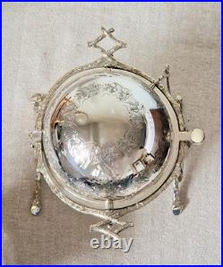 Extraordinary Antique Silver Plate English Roll Top Domed Cross Twig Butter Dish