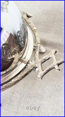 Extraordinary Antique Silver Plate English Roll Top Domed Cross Twig Butter Dish
