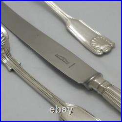 FIDDLE THREAD & SHELL By COOPER BROS Silver Service 44 Piece Canteen of Cutlery