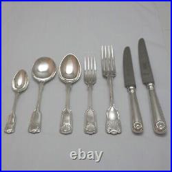 FIDDLE THREAD & SHELL Design Garrard Silver Service Cutlery 7 Piece Place Set
