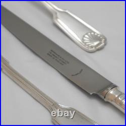 FIDDLE THREAD & SHELL Design Garrard Silver Service Cutlery 7 Piece Place Set