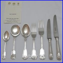 FIDDLE THREAD & SHELL Design Garrard Silver Service Cutlery 7 Piece Place Set