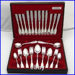 FIDDLE THREAD & SHELL Design Oneida Silver Service 44 Piece Canteen of Cutlery