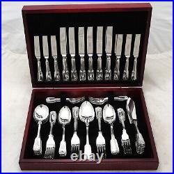 FIDDLE THREAD & SHELL Sheffield Silver Service 74 Piece Canteen of Cutlery Set