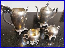 F. B. Rogers Silver Co. Tea/Coffee Set 4 Piece Silver Plated Pot Creamer Sugar