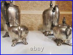 F. B. Rogers Silver Co. Tea/Coffee Set 4 Piece Silver Plated Pot Creamer Sugar