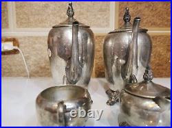 F. B. Rogers Silver Co. Tea/Coffee Set 4 Piece Silver Plated Pot Creamer Sugar