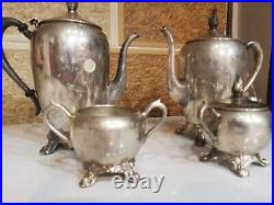 F. B. Rogers Silver Co. Tea/Coffee Set 4 Piece Silver Plated Pot Creamer Sugar