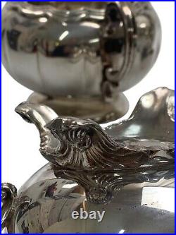 F. B. Rogers Vintage Baroque Ornate Silver Plate 4-Piece Tea Set