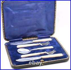 Fine Victorian Buffet Serving Set 6 Pcs Silver Plate Pearl Handles A&D London