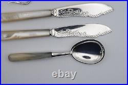Fine Victorian Buffet Serving Set 6 Pcs Silver Plate Pearl Handles A&D London