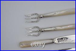 Fine Victorian Buffet Serving Set 6 Pcs Silver Plate Pearl Handles A&D London