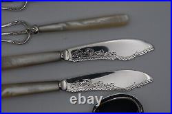 Fine Victorian Buffet Serving Set 6 Pcs Silver Plate Pearl Handles A&D London