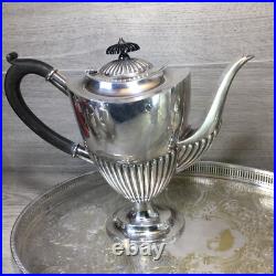 Five-piece half dragooned silver plated tea/coffee service with tray superb VTG