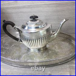 Five-piece half dragooned silver plated tea/coffee service with tray superb VTG