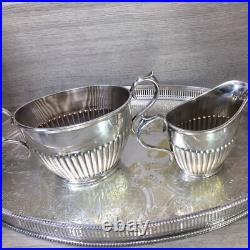 Five-piece half dragooned silver plated tea/coffee service with tray superb VTG