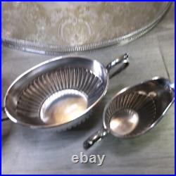 Five-piece half dragooned silver plated tea/coffee service with tray superb VTG
