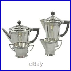 Four-Piece Art Deco Silver Plate Tea Set by Keith Murray for Mappin and Webb