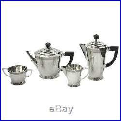 Four-Piece Art Deco Silver Plate Tea Set by Keith Murray for Mappin and Webb