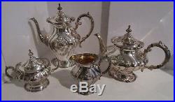 Four Piece Gorham Silverplate Chantilly Pattern Coffee & Tea Set Service