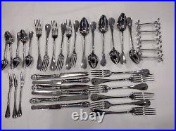 French Antique Boulenger Silver Plate Flatware 37 piece