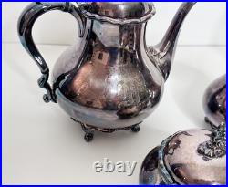 French Provincial Reed & Barton #7040 Silver Plate Tea Coffee 5-Piece Set'M