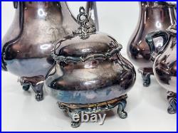 French Provincial Reed & Barton #7040 Silver Plate Tea Coffee 5-Piece Set'M