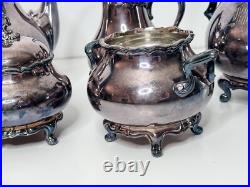 French Provincial Reed & Barton #7040 Silver Plate Tea Coffee 5-Piece Set'M