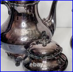 French Provincial Reed & Barton #7040 Silver Plate Tea Coffee 5-Piece Set'M