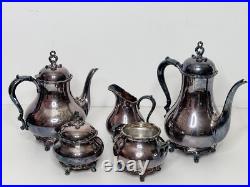French Provincial Reed & Barton #7040 Silver Plate Tea Coffee 5-Piece Set'M