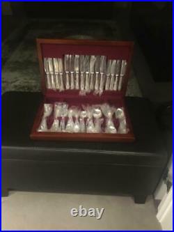 GEORGE BUTLER Silver Service 56 Piece Canteen of Cutlery in wooden box