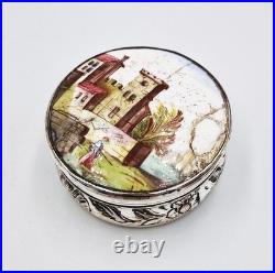 GEORGIAN BILSTON ENAMEL & OLD SHEFFIELD PLATE SNUFF / PATCH BOX c1760