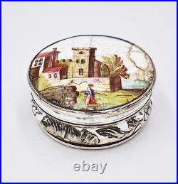 GEORGIAN BILSTON ENAMEL & OLD SHEFFIELD PLATE SNUFF / PATCH BOX c1760