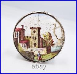 GEORGIAN BILSTON ENAMEL & OLD SHEFFIELD PLATE SNUFF / PATCH BOX c1760