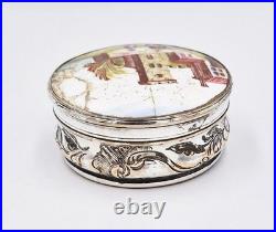 GEORGIAN BILSTON ENAMEL & OLD SHEFFIELD PLATE SNUFF / PATCH BOX c1760