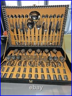 GFT LBL EP Silver Plated Vintage Italian Cutlery Set with Case 51 Pieces