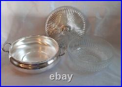 GORHAM Silver Plate 3 Piece Covered Serving Dish With Glass Insert 10