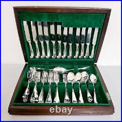 George Butler 50 Piece Canteen of Cutlery Rare Pistol & Rattail in Wooden Box