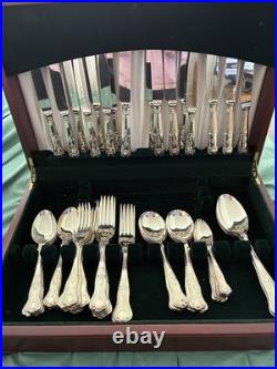George Butler Kitemark Silver 60 Piece Set With Kings Design and Mahogany Case