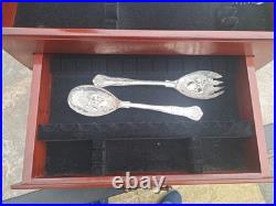 George Butler Silver Plated Kings Pattern Cutlery In Mahogany Case. 61 Pieces