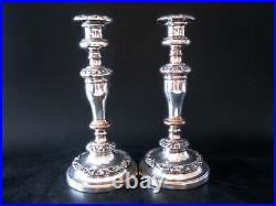 George IV Silver Plate Candle Holder Pair Old Sheffield Plate Candle Sticks