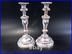 George IV Silver Plate Candle Holder Pair Old Sheffield Plate Candle Sticks