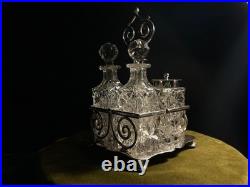 George Travis & Co, Silver Plate & Cut Glass 4 Piece Cruet Set George Travis & Co, Silver Plate & Cut Glass 4 Piece Cruet Set