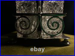 George Travis & Co, Silver Plate & Cut Glass 4 Piece Cruet Set George Travis & Co, Silver Plate & Cut Glass 4 Piece Cruet Set