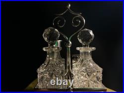 George Travis & Co, Silver Plate & Cut Glass 4 Piece Cruet Set George Travis & Co, Silver Plate & Cut Glass 4 Piece Cruet Set