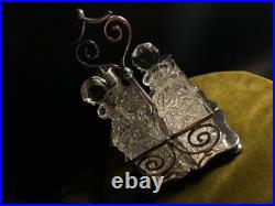 George Travis & Co, Silver Plate & Cut Glass 4 Piece Cruet Set George Travis & Co, Silver Plate & Cut Glass 4 Piece Cruet Set