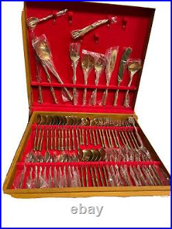 Gold Plated Cutlery Set Boxed 145 Pieces Antique Still Wrapped 12 Settings VGC