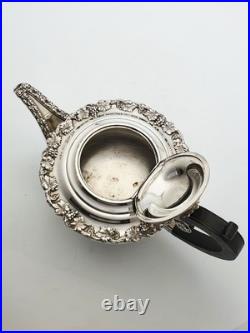Gorgeous Antique Silver-Plated Three-Piece Tea Set with Ornate Grapevine Details