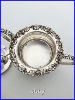 Gorgeous Antique Silver-Plated Three-Piece Tea Set with Ornate Grapevine Details