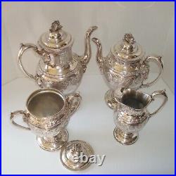 Gorgeous Reed & Barton 1950 Ornate Silver Plate 4 Pieces Tea- Coffee Serving Set